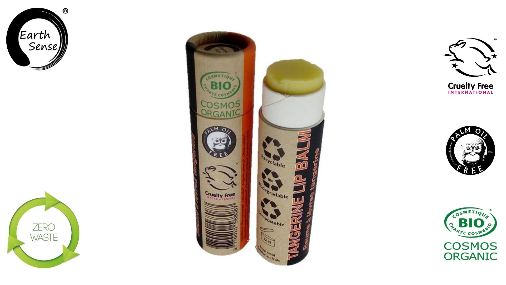 Earth Sense Lip Balm Tangerine ØKO 15ml i gruppen Hud & Krop / Ansigt / Læbepleje hos Rawfoodshop Scandinavia AB (190080)