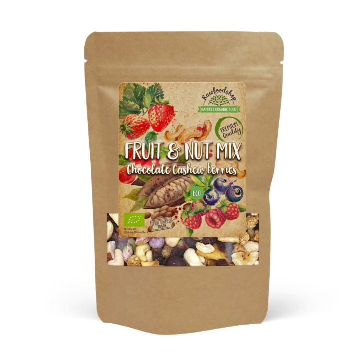 Frugt- & Nødmix Chokolade Cashew Skovbær ØKO 200g i gruppen Råvarer & Drikke / Slik & Chokolade / Snacks hos Rawfoodshop Scandinavia AB (213982)