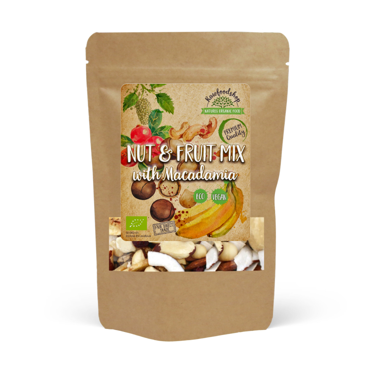 Nødde- og frugtmix med Macadamia ØKO 200g i gruppen Råvarer & Drikke / Slik & Chokolade / Snacks hos Rawfoodshop Scandinavia AB (270722)