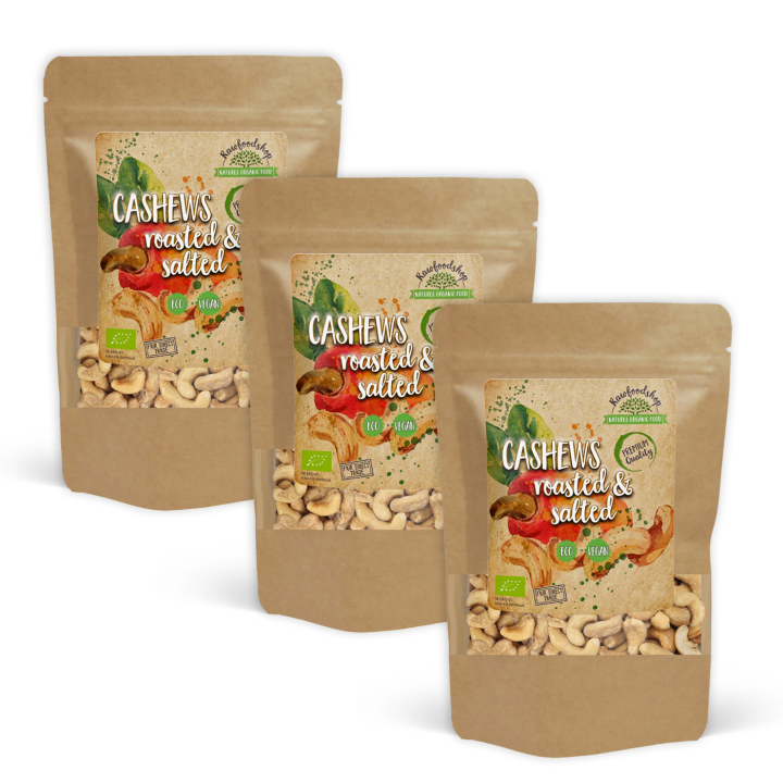 Cashewnødder Ristede & Saltede ØKO 1kg x 3 pakker i gruppen Råvarer & Drikke / Nødder / Cashewnødder hos Rawfoodshop Scandinavia AB (32230FT1-SET3)