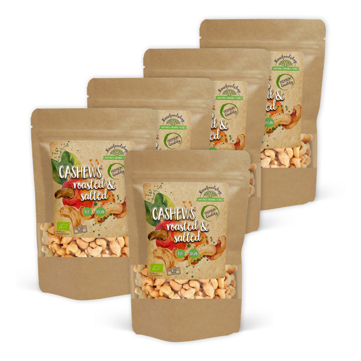 Cashewnødder Ristede & Saltede ØKO 1kg x 5 pakker i gruppen Råvarer & Drikke / Nødder / Cashewnødder hos Rawfoodshop Scandinavia AB (32230FT1-SET5)