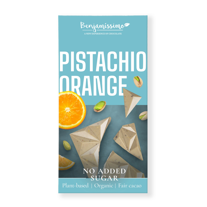 Benjamissimo Chokolade Pistacie & Appelsin Sukkerfri 60g i gruppen Råvarer & Drikke / Slik & Chokolade hos Rawfoodshop Scandinavia AB (3960)