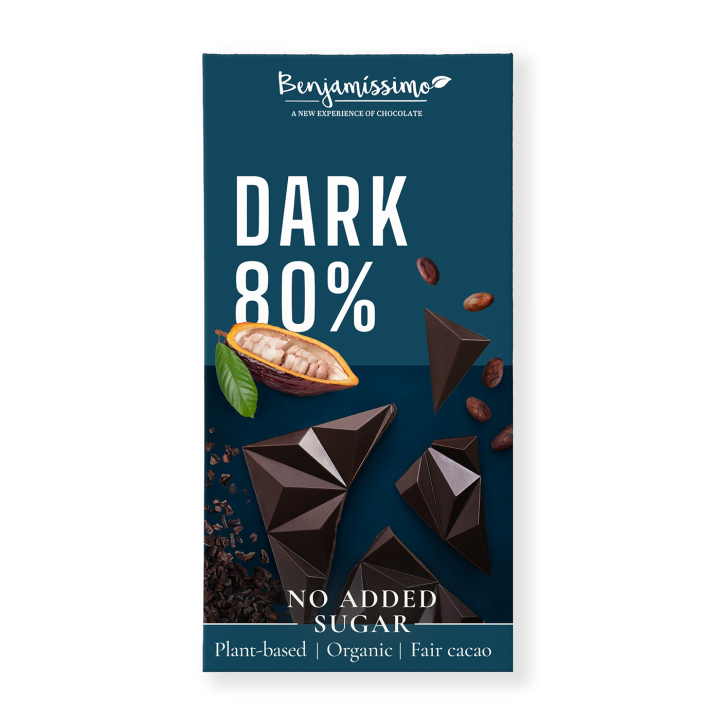 Benjamissimo Mørk chokolade 80% Sukkerfri 60g i gruppen Råvarer & Drikke / Slik & Chokolade hos Rawfoodshop Scandinavia AB (3989)