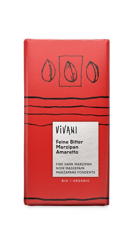 Vivani Chokolade Mørk Marcipan & Amaretto Likør ØKO 100g i gruppen Råvarer & Drikke / Slik & Chokolade / Chokolade og Bars hos Rawfoodshop Scandinavia AB (4474)