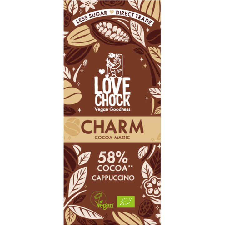 Charm Chokolade med Cappuccino 58% ØKO 70g i gruppen Råvarer & Drikke / Slik & Chokolade / Chokolade og Bars hos Rawfoodshop Scandinavia AB (61007)