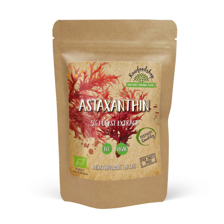 Astaxanthin Extract ØKO 8mg 60 kapsler i gruppen Kosttilskud / Urter & Planter / Algetilskud hos Rawfoodshop Scandinavia AB (CAPAST60)