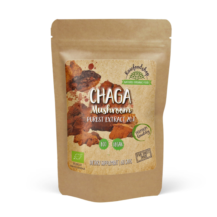 Chaga Extract ØKO 400mg 60 kapsler i gruppen Kosttilskud / Urter & Planter / Svampe hos Rawfoodshop Scandinavia AB (CAPSCHA60)