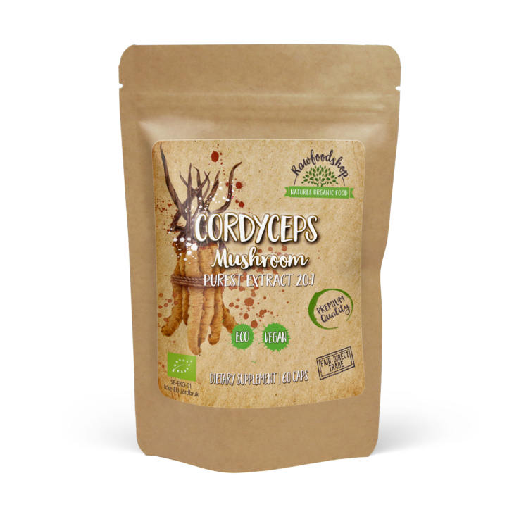 Cordyceps Extract ØKO 400mg 60 kapsler i gruppen Kosttilskud / Urter & Planter / Svampe hos Rawfoodshop Scandinavia AB (CAPSCOR60)