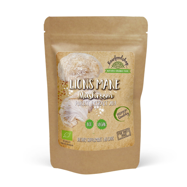 Lions Mane Extract ØKO 500mg 60 kapsler i gruppen Kosttilskud / Urter & Planter / Svampe hos Rawfoodshop Scandinavia AB (CAPSLIO60)