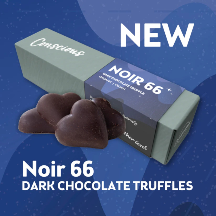 Noir 66 Dark Chocolate Truffles ØKO 90g i gruppen Råvarer & Drikke / Slik & Chokolade / Chokolade og Bars hos Rawfoodshop Scandinavia AB (CCTFNO90)