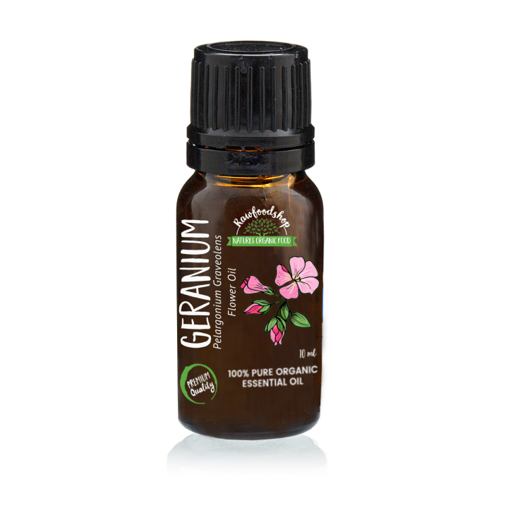 Geranium Eterisk Olje ØKO 10ml i gruppen Kropspleje / DIY Råvarer / Æteriske olier hos Rawfoodshop Scandinavia AB (ORGEOUL20)