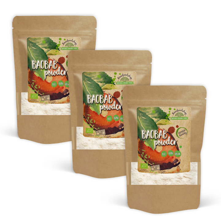 Baobab Pulver ØKO 250g x 3 pakker i gruppen Råvarer & Drikke / Frugt & Frugtpulver / Baobab hos Rawfoodshop Scandinavia AB (RAW00B250-SET3)