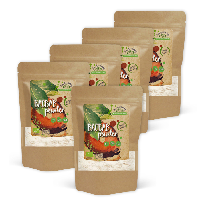 Baobab Pulver ØKO 250g x 5 pakker i gruppen Råvarer & Drikke / Frugt & Frugtpulver / Baobab hos Rawfoodshop Scandinavia AB (RAW00B250-SET5)