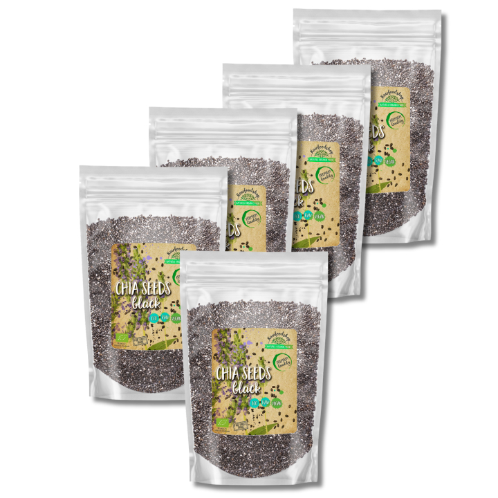 Chiafrø Sorte ØKO 1kg x 5 pakker i gruppen Råvarer & Drikke / Spisekammer / Frø / Chiafrø hos Rawfoodshop Scandinavia AB (RAW866996-SET5)