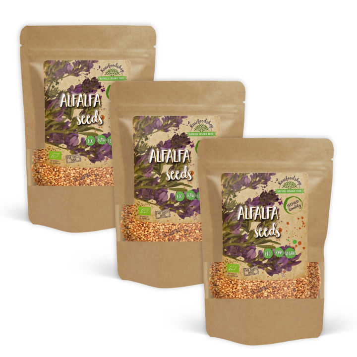 Alfalfafrø ØKO 1kg x 3 pakker i gruppen Råvarer & Drikke / Helsekost / Spirefrø hos Rawfoodshop Scandinavia AB (RFRO00011L1-SET3)