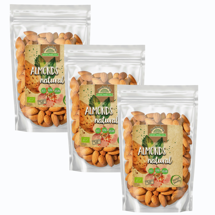 Mandler Premium RAW ØKO 1kg x 3 pakket i gruppen Råvarer & Drikke / Nødder / Mandel hos Rawfoodshop Scandinavia AB (RNOT1000431E-SET)