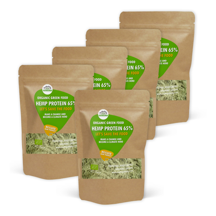 Hampeprotein 65% ØKO 1kg 5stk pakke i gruppen Råvarer & Drikke / Helsekost / Proteinpulver hos Rawfoodshop Scandinavia AB (SFHMP01SET)