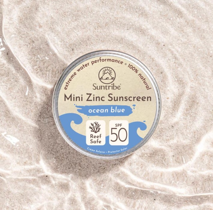 Suntribe All Natural Mini Zinc Sunscreen Face & Sport SPF50 Ocean Blue 15g i gruppen Kropspleje / Færdigvarer / Ansigtspleje hos Rawfoodshop Scandinavia AB (SUN2395731)